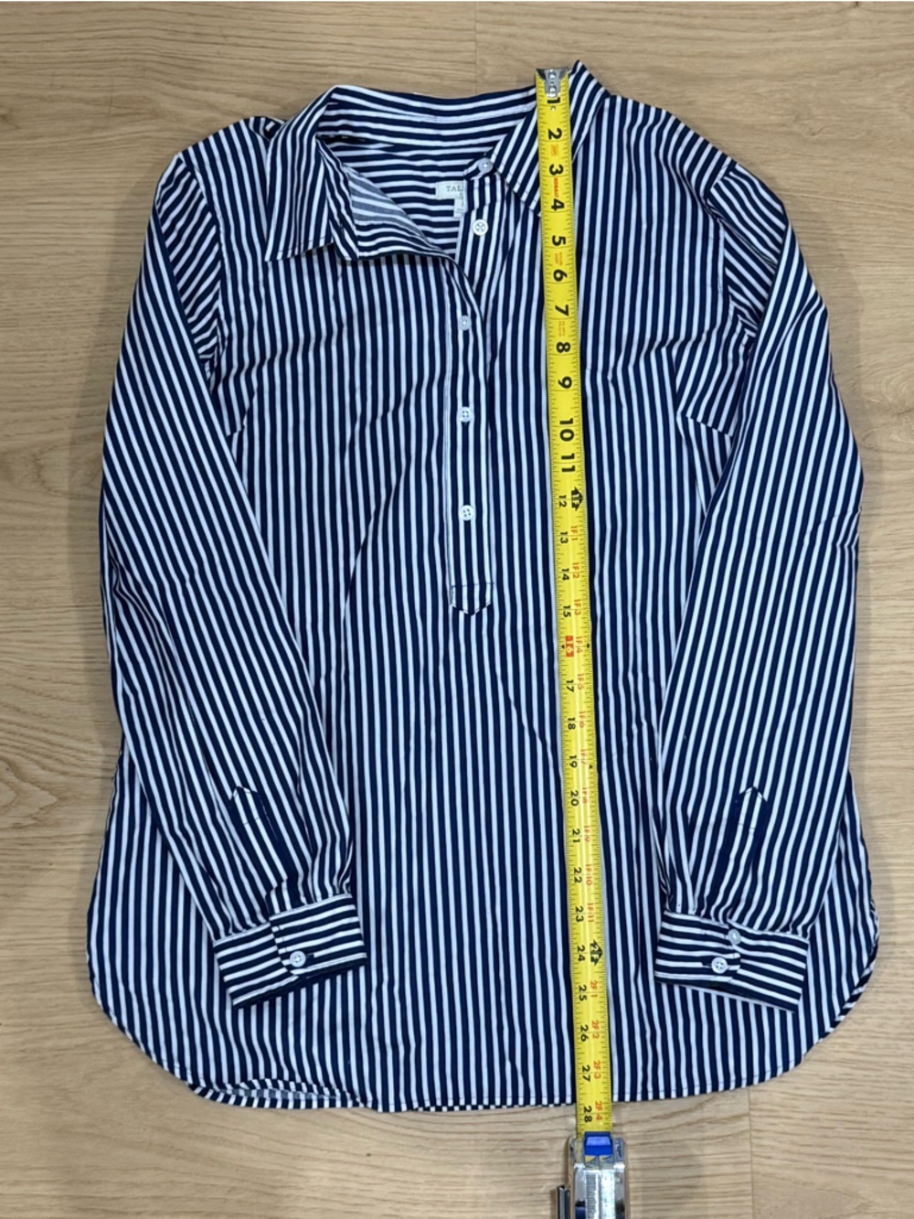 Talbots Navy and White Vertical Stripe Button-Up — Size S — Excellent Condition - Picture 9 of 10